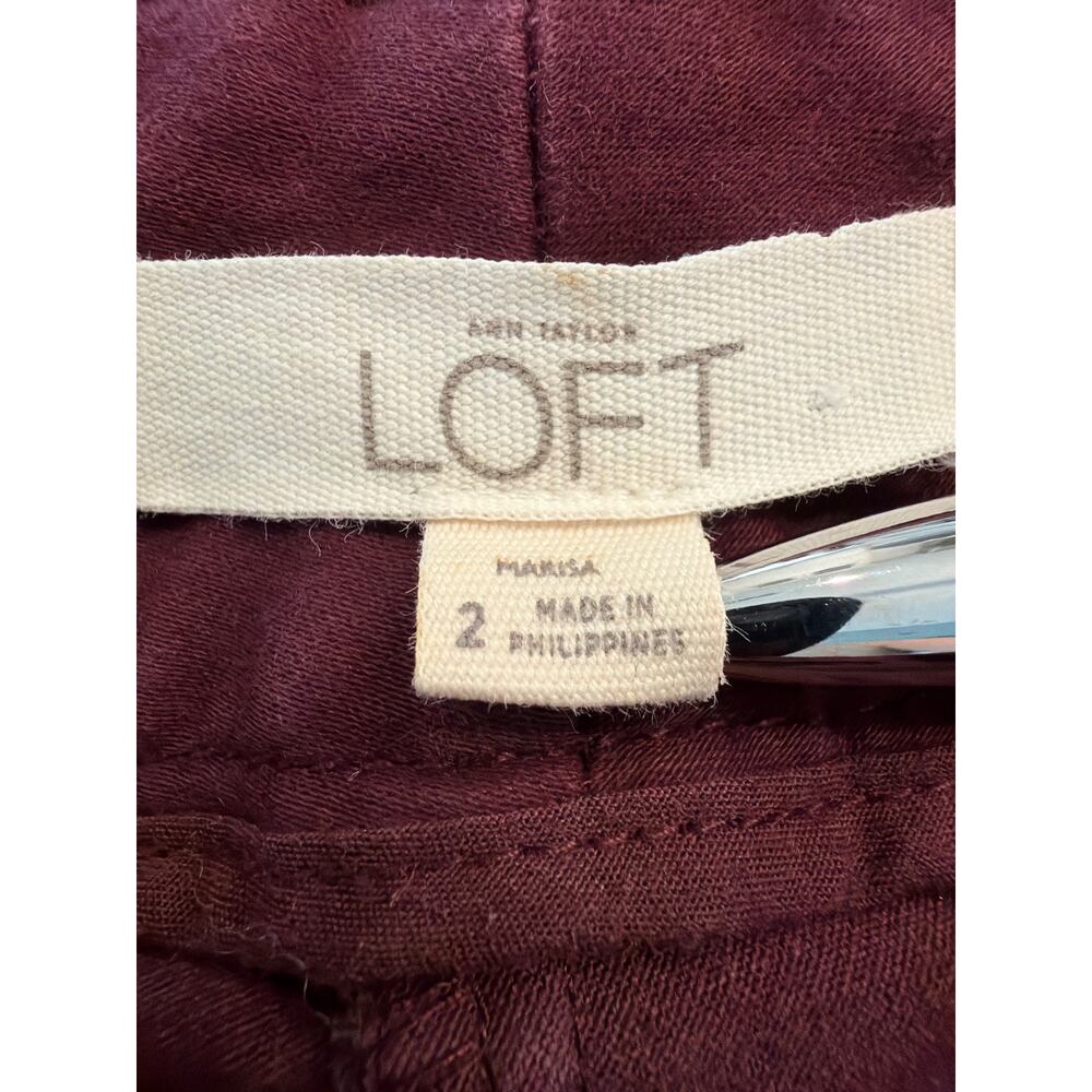 LOFT Women’s Size 2 Burgundy Skinny Velveteen Pants Stretch - Picture 3 of 9